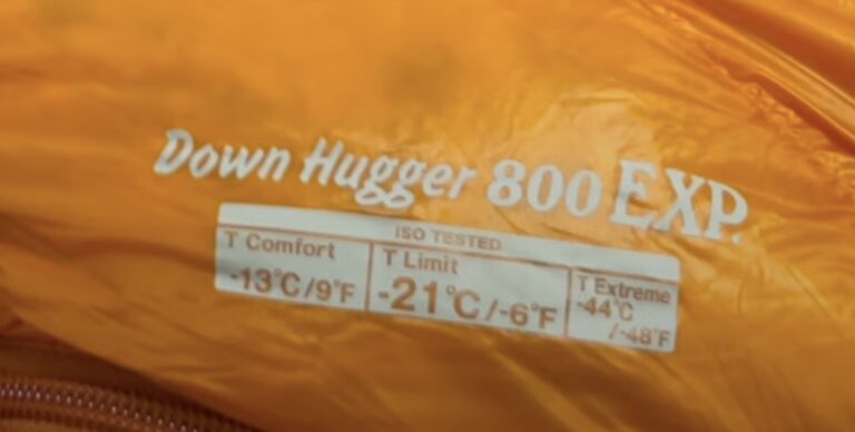 モンベル ダウンハガー800 EXP.の温度表示タグ